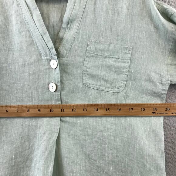 J.Jill Pure Jill Women Lene Blouse Tunic Top Size XS Light Green Button Neck - Picture 5 of 9